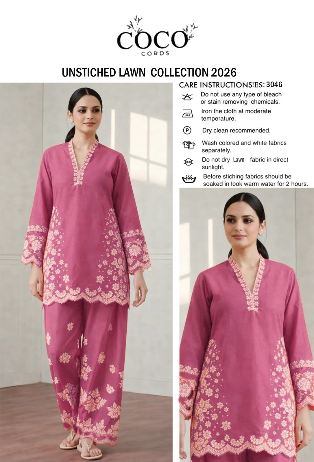 LAWN EMBROIDERED 2PC UNSTITCH S32