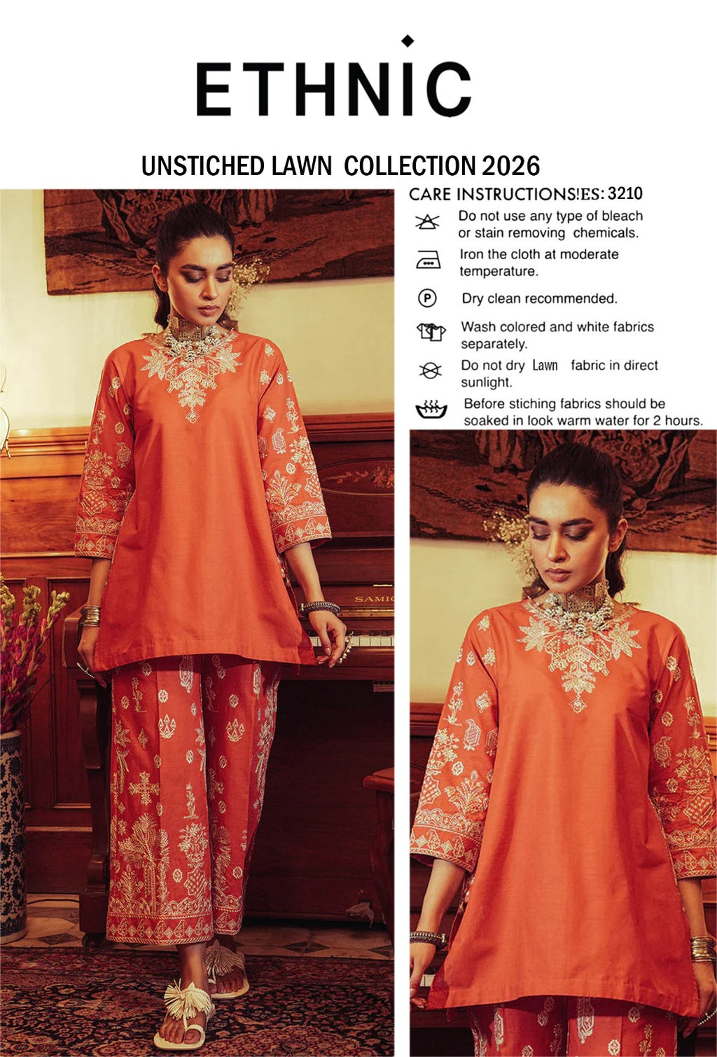 LAWN EMBROIDERED 2PC UNSTITCH S12