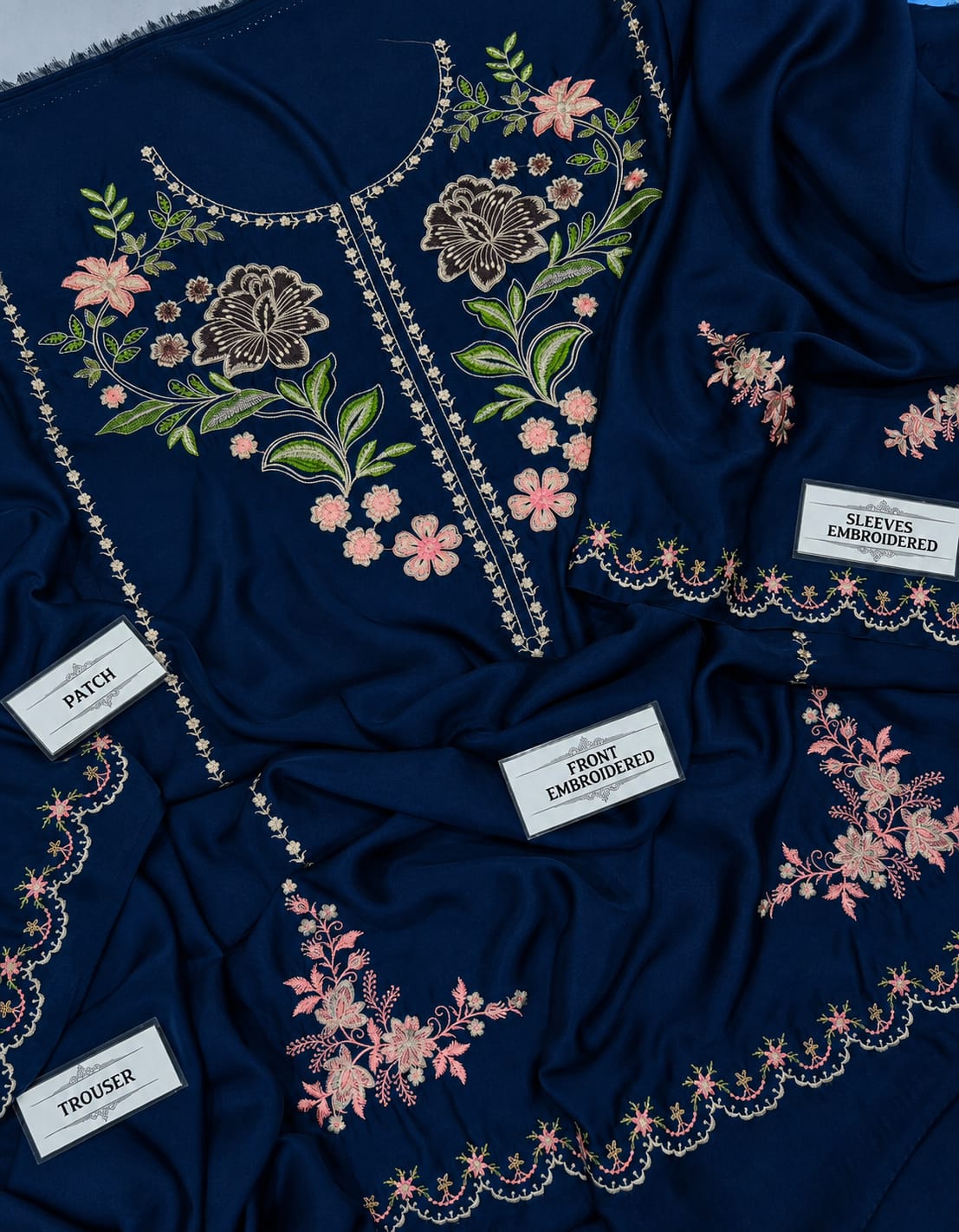 Elegance Redefined – Embroidered Pure Shamoze Silk 2 Piece Suit