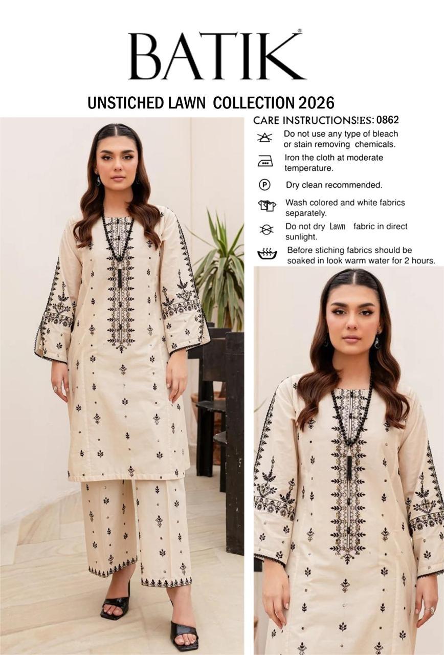 LAWN EMBROIDERED 2PC UNSTITCH S46