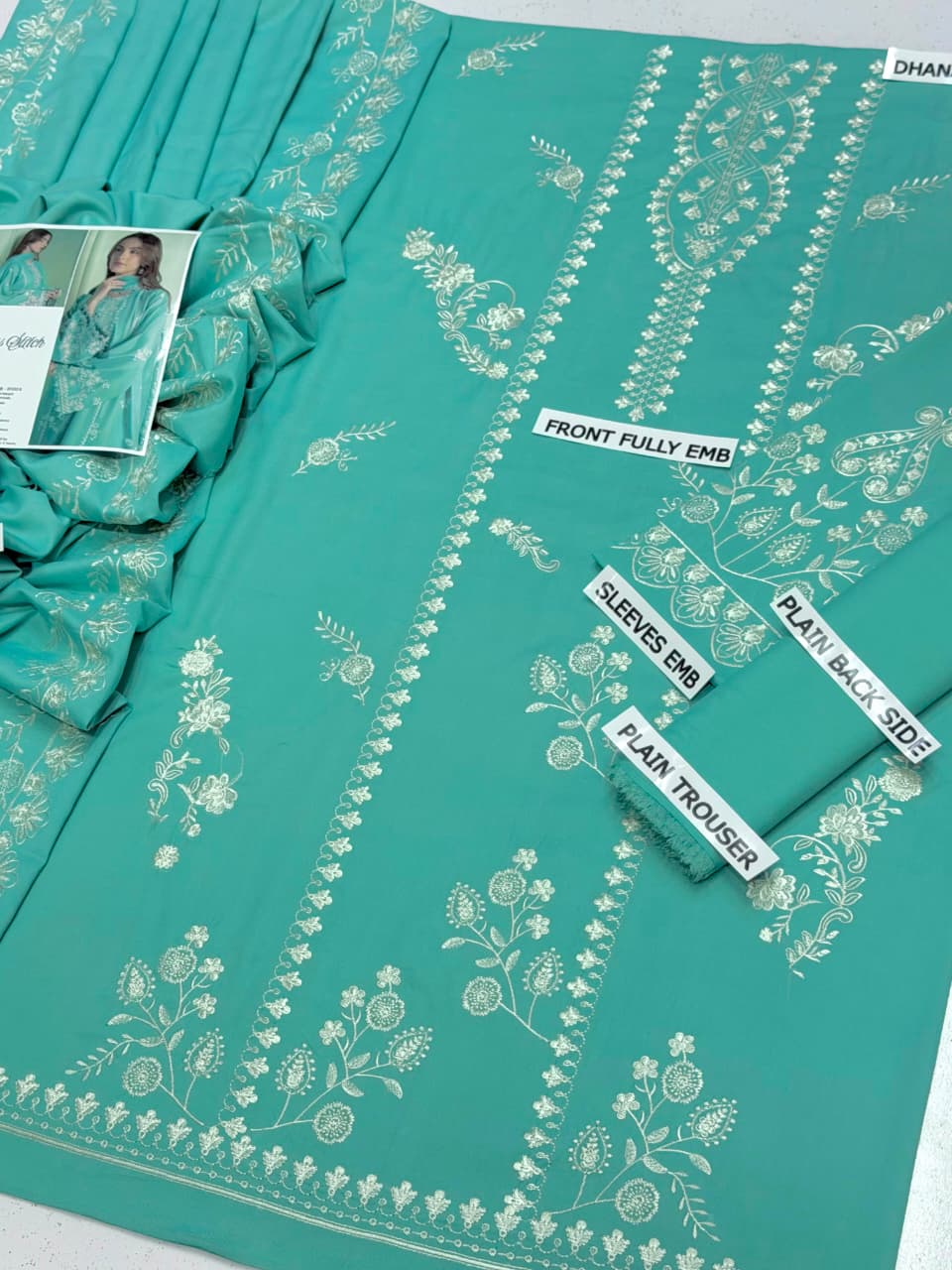 Cross Stitch Embroidered 3 Piece Suit with Dhanak Shawl