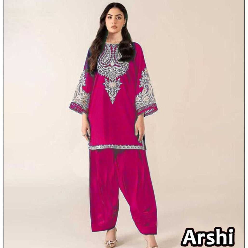Laam Dhanak Winter Collection 2026 – Front & Sleeves Heavy Embroidered 2 Piece Suit