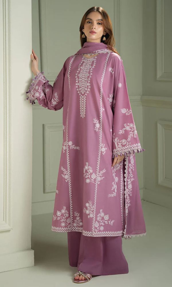Cross Stitch Embroidered 3 Piece Suit with Dhanak Shawl