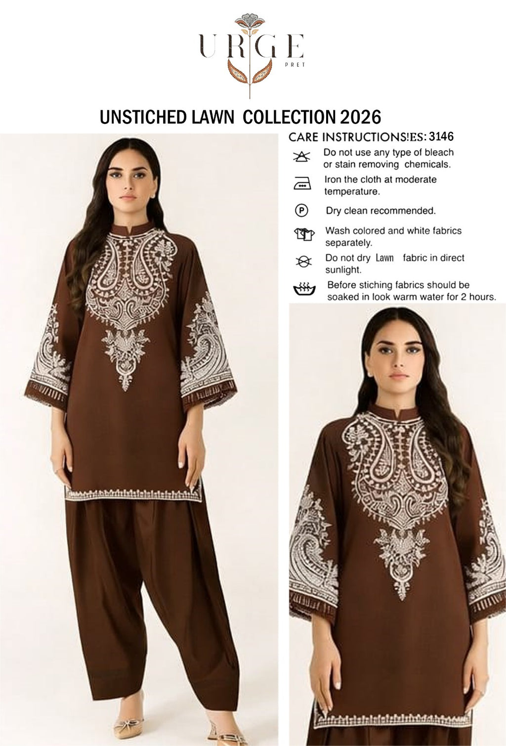 LAWN EMBROIDERED 2PC UNSTITCH S47