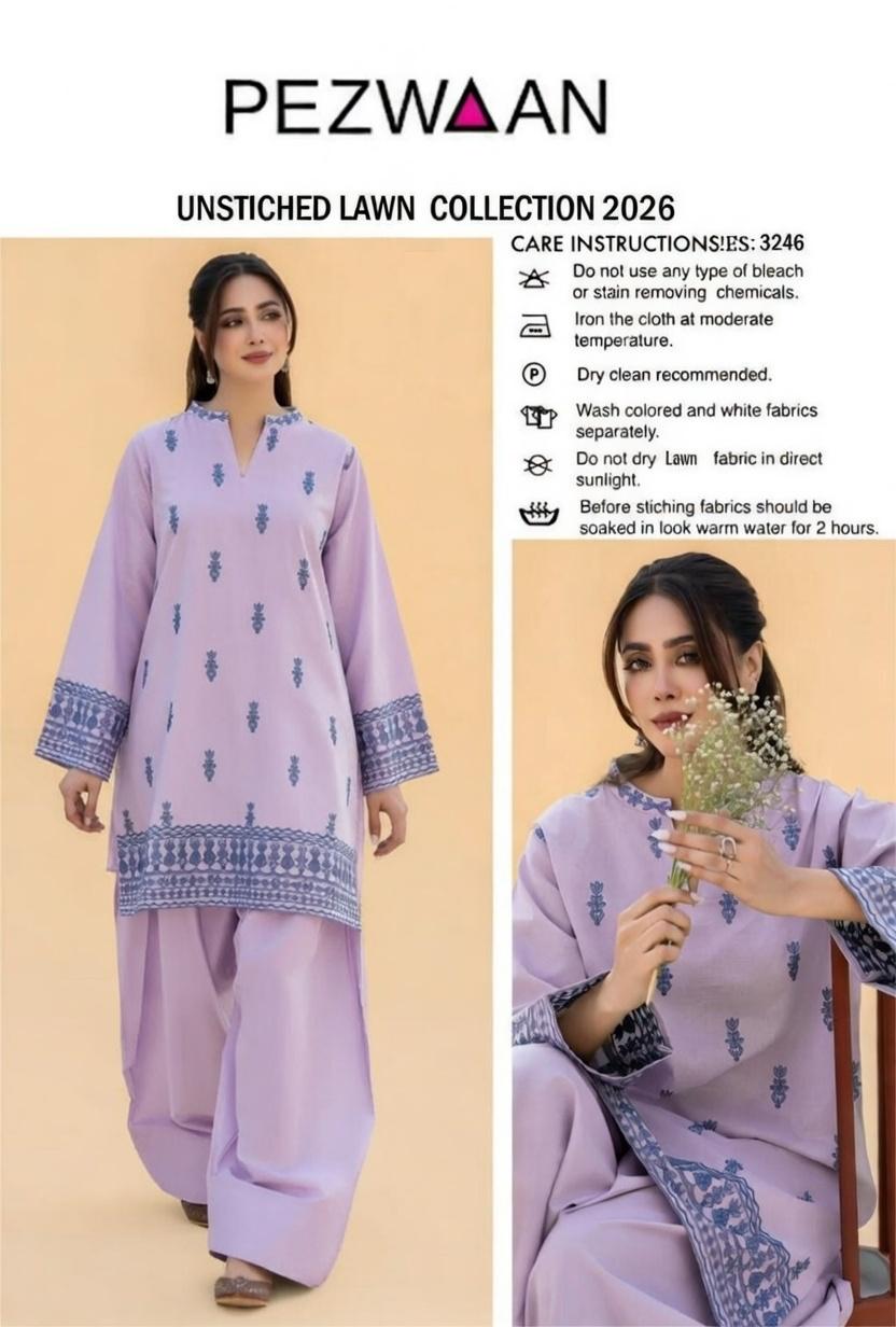 LAWN EMBROIDERED 2PC UNSTITCH S25