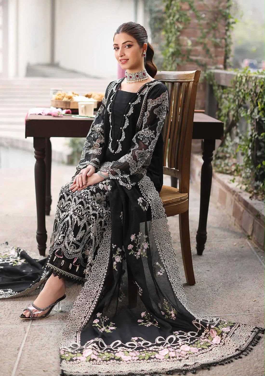 KAHF EMBROIDERED 3PC UNSTITCH