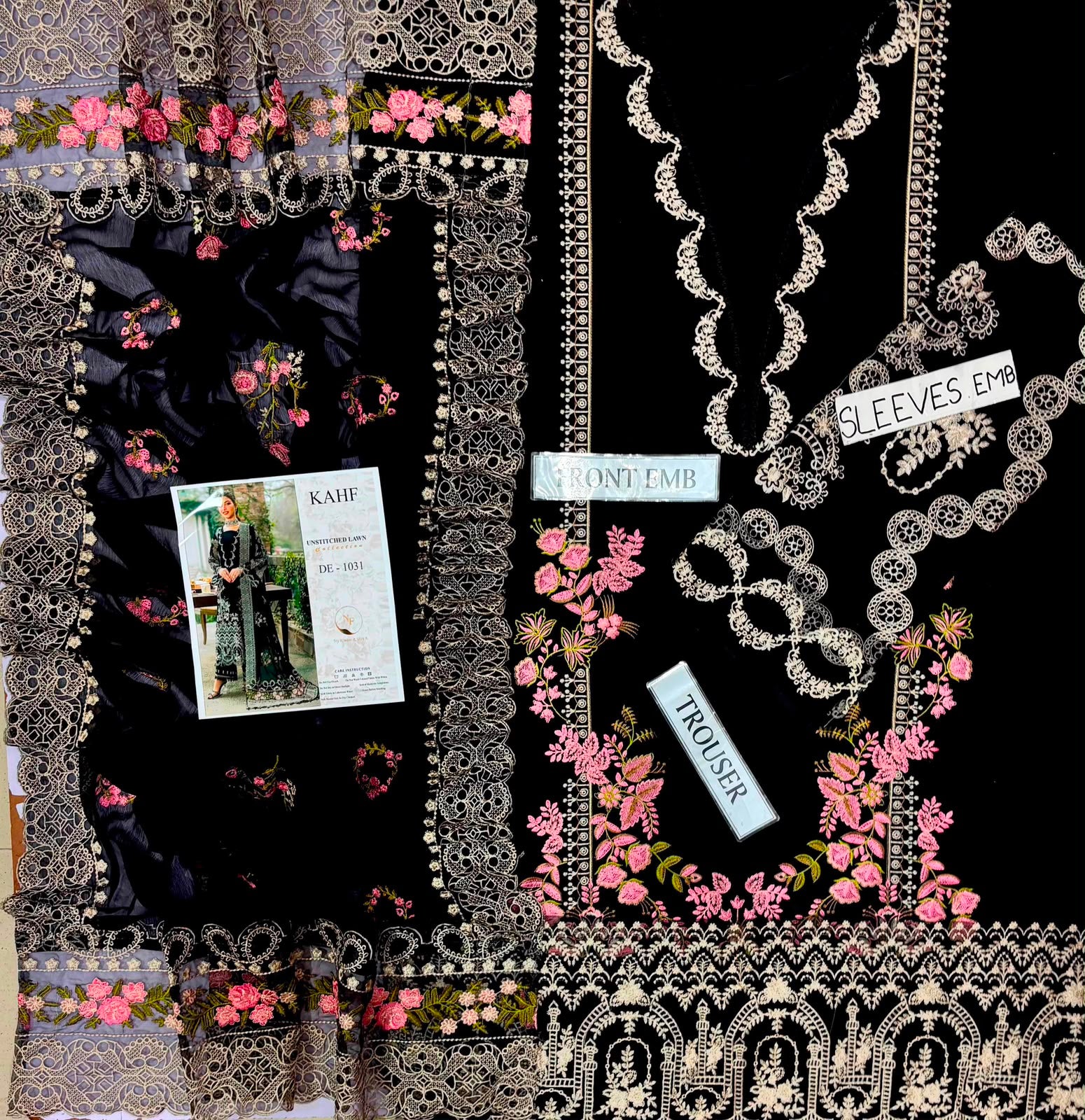 KAHF EMBROIDERED 3PC UNSTITCH