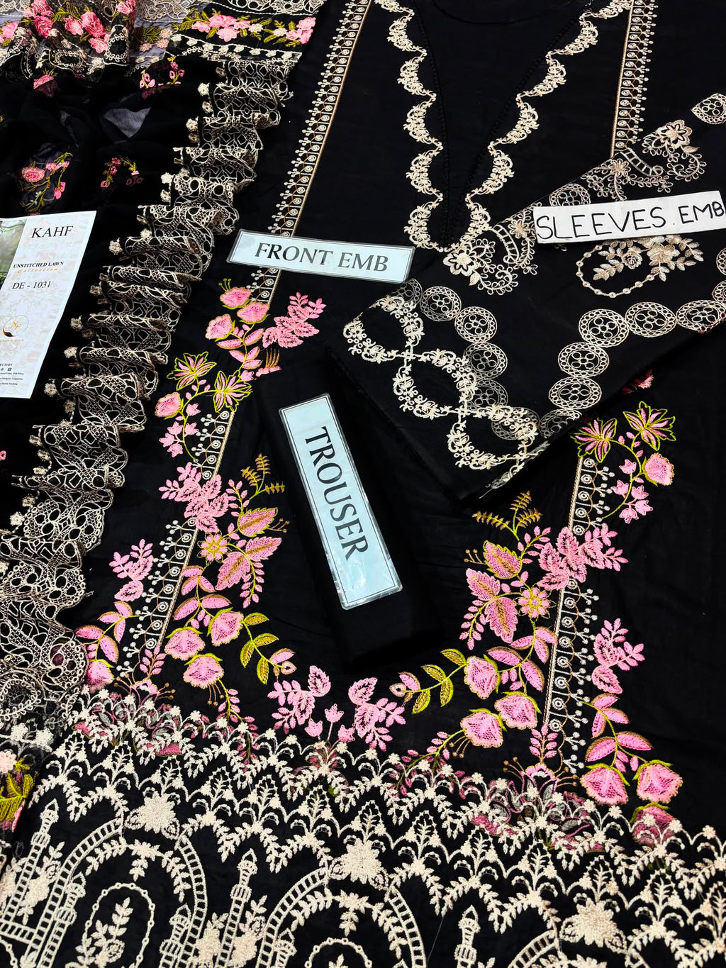 KAHF EMBROIDERED 3PC UNSTITCH