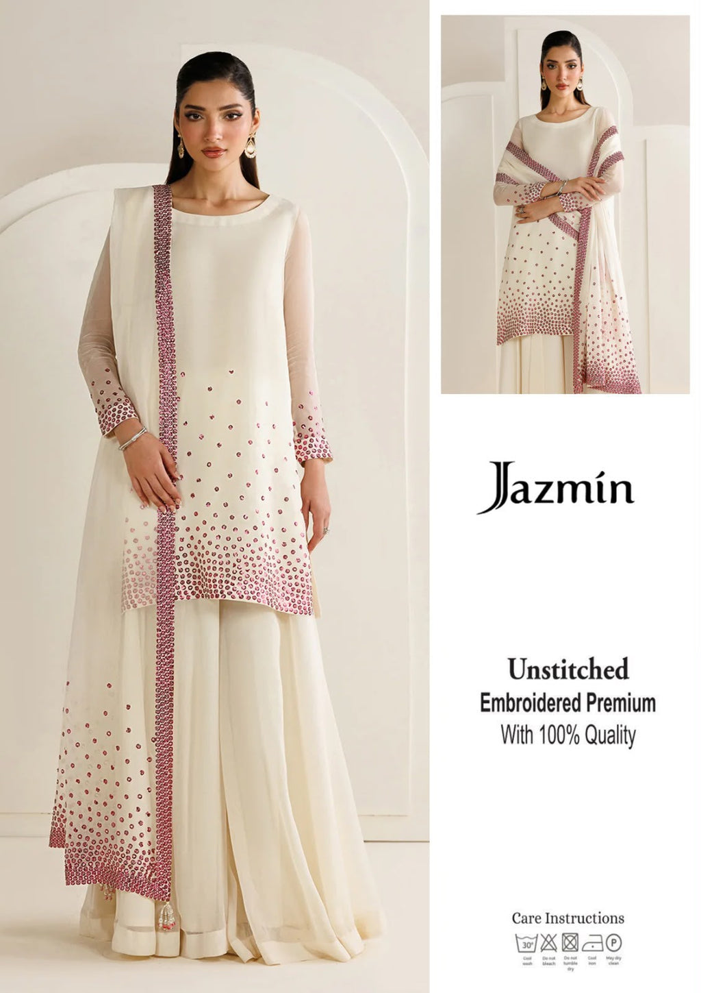 Jazmin EMBROIDERED 3PC UNSTITCH