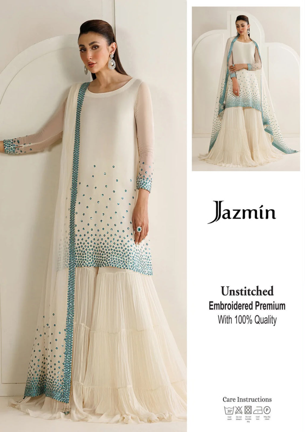 Jazmin EMBROIDERED 3PC UNSTITCH