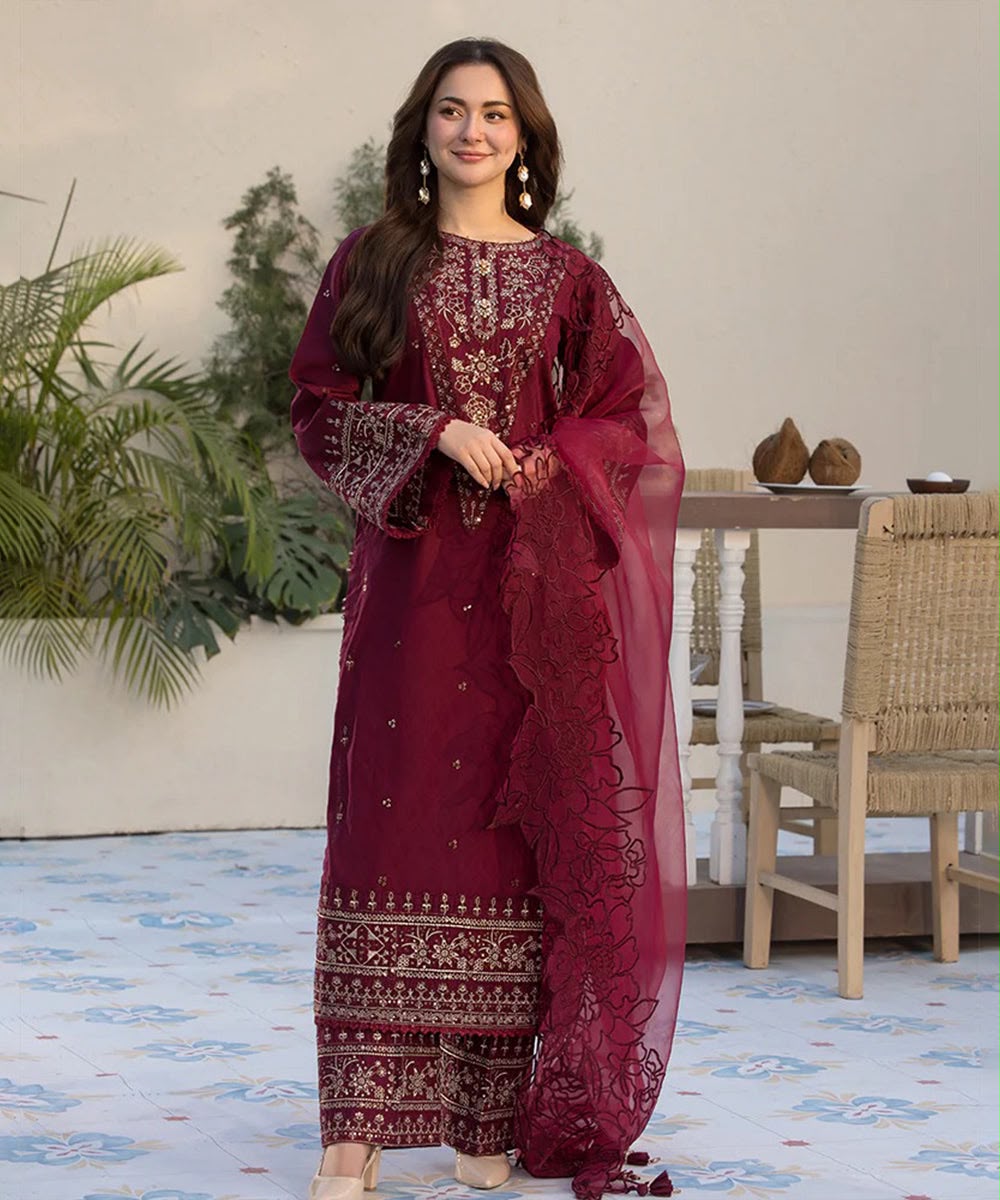 HANIA AMIR 3PC EMBROIDERED UNSTITCH