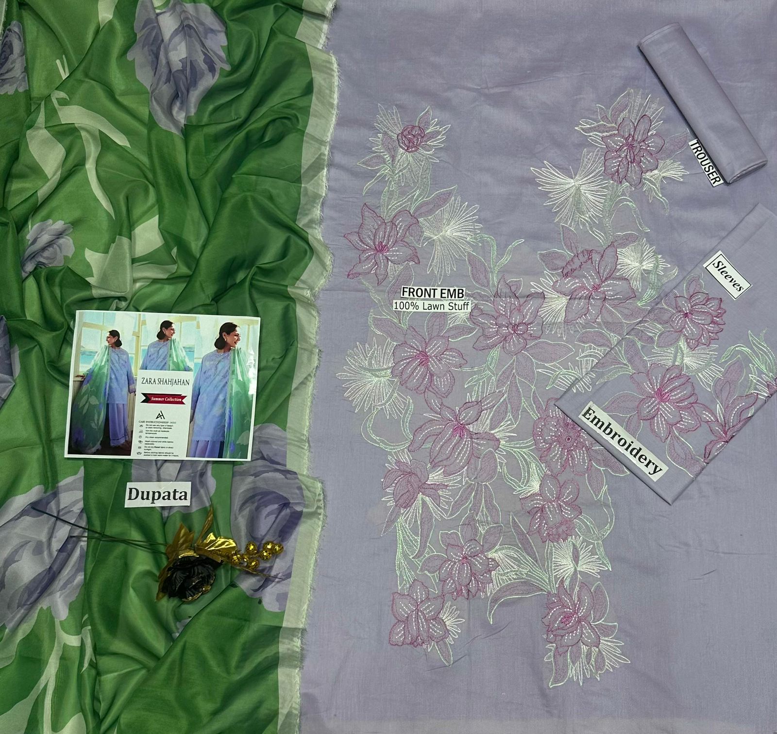 HANIA AMIR EMBROIDERED 3PC UNSTITCH