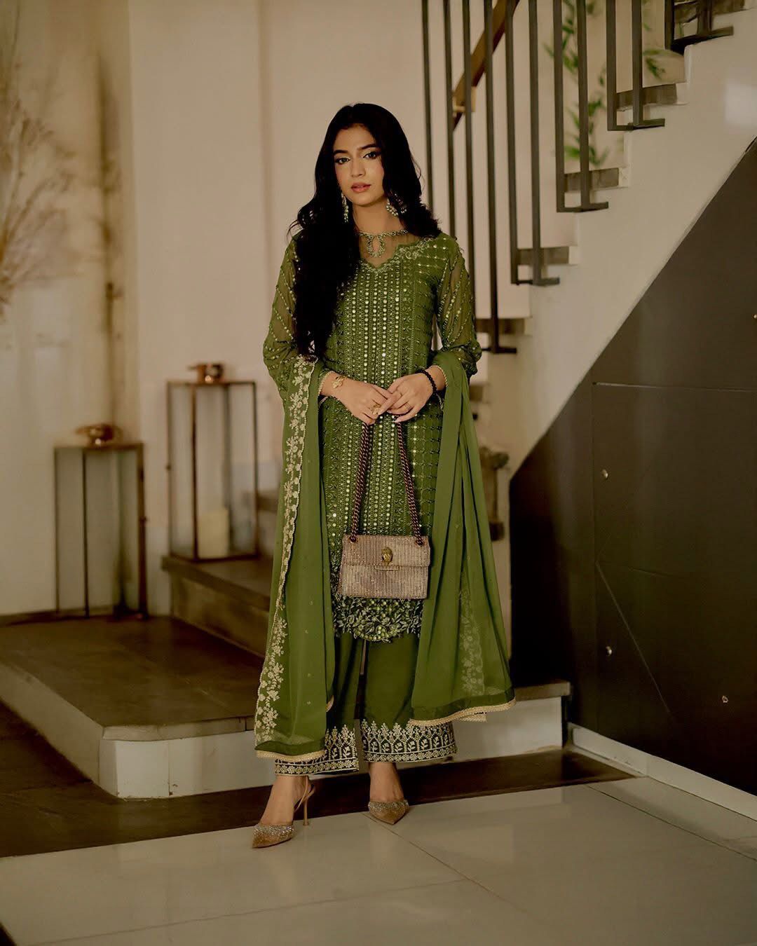 Azure Chiffon Embroidered