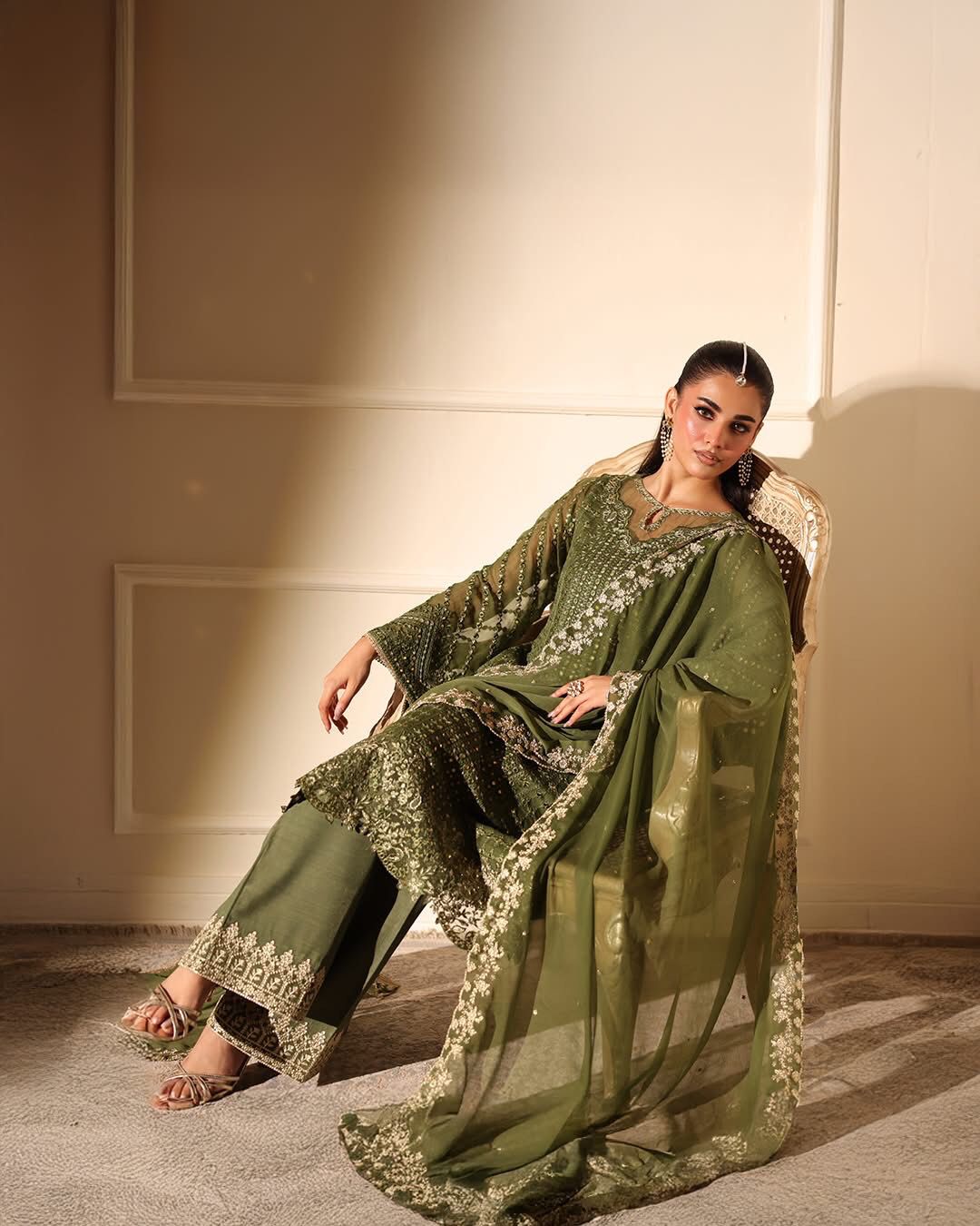 Azure Chiffon Embroidered