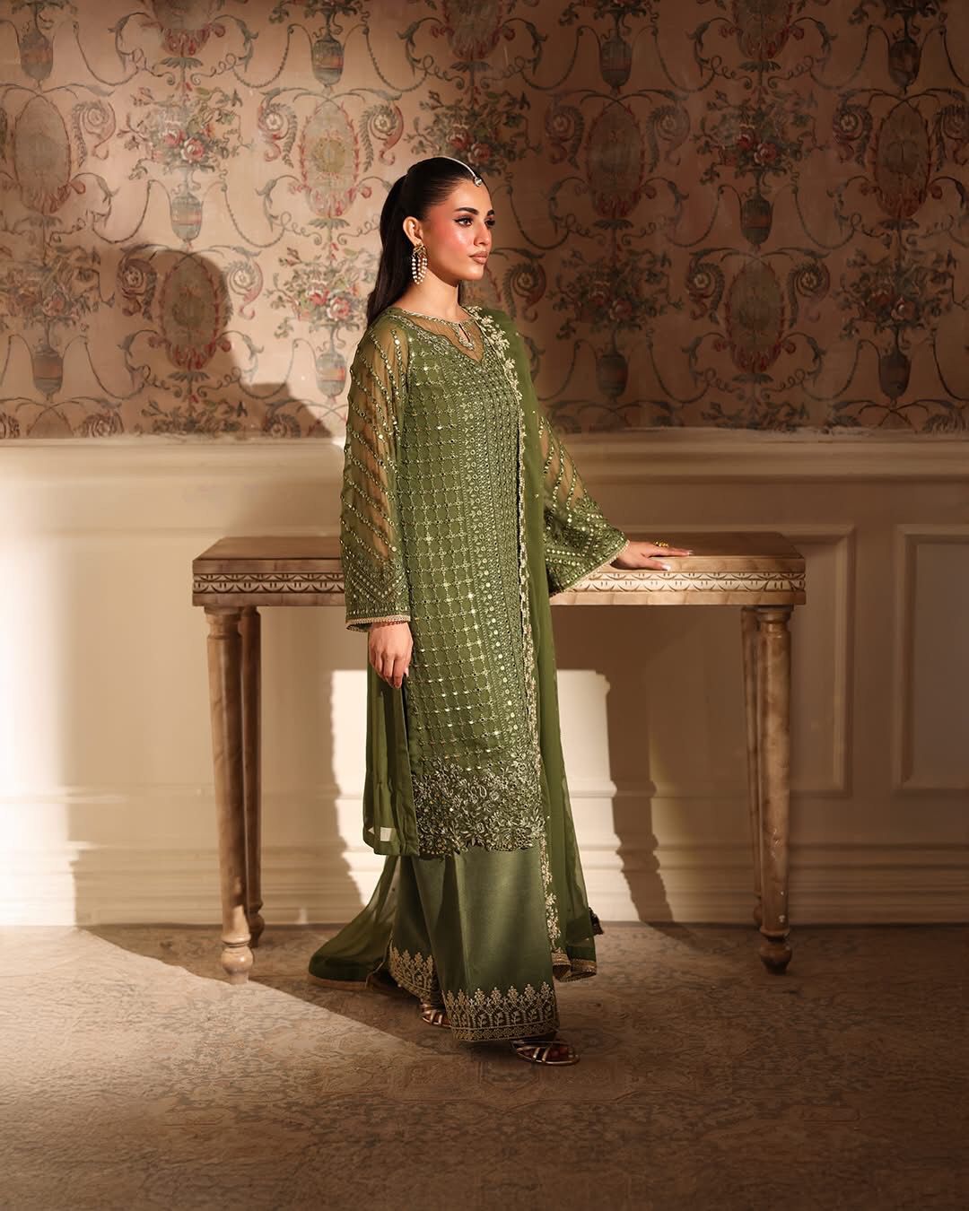 Azure Chiffon Embroidered
