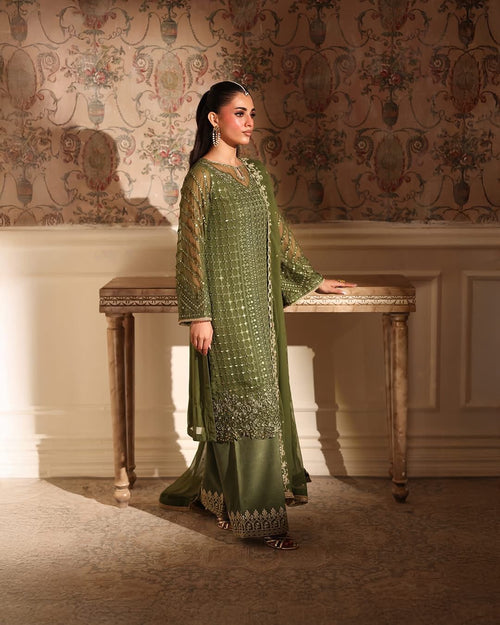 Azure Chiffon Embroidered