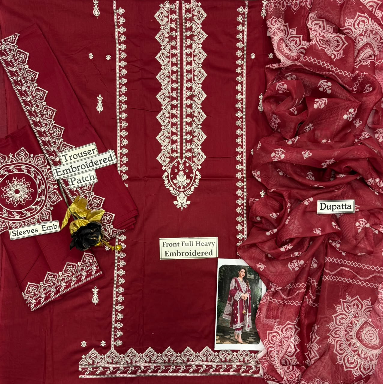3PC EMBROIDERED