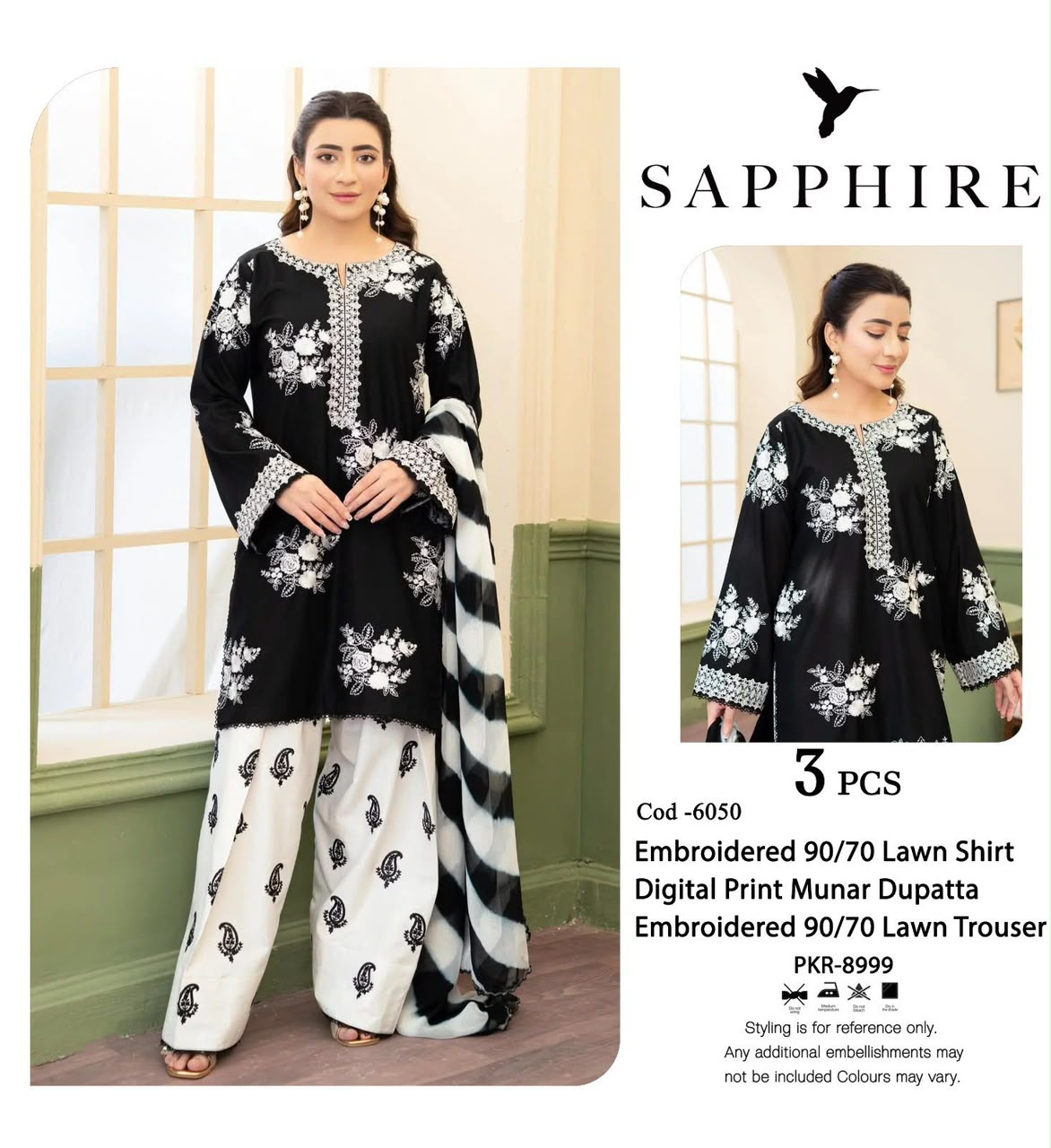 BLACK SAPPHIRE EMBROIDERED