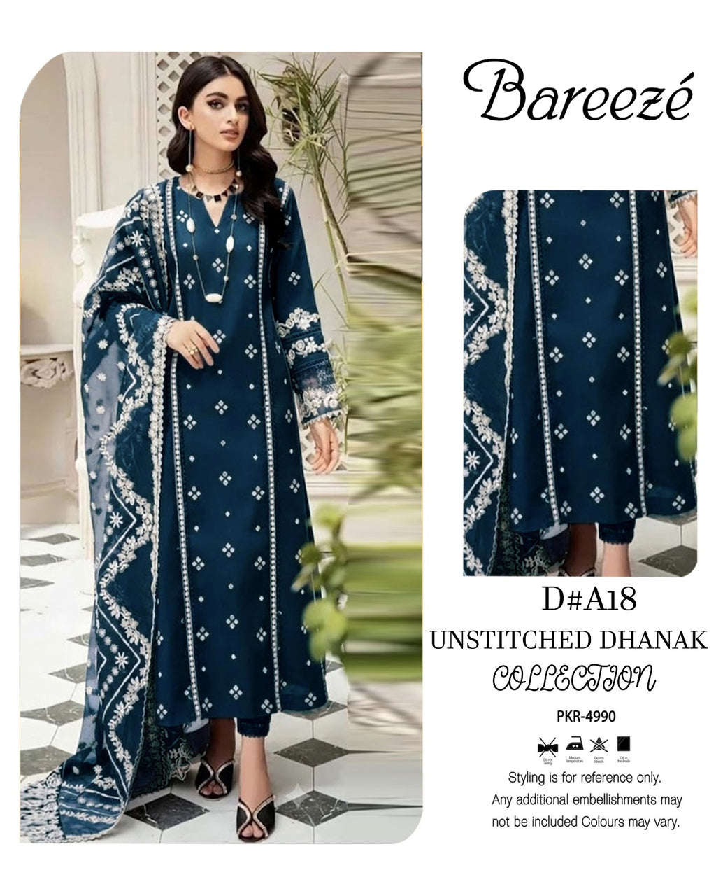 Bareeze Winter Dhanak Collection – Front & Sleeves Heavy Embroidered 3 Piece Suit