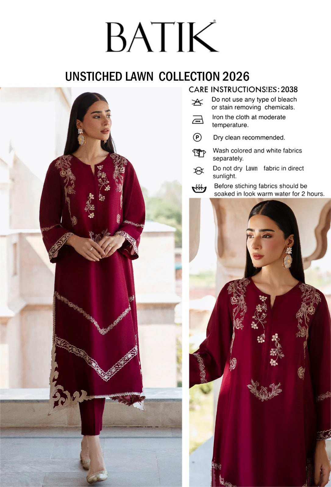LAWN EMBROIDERED 2PC UNSTITCH S24