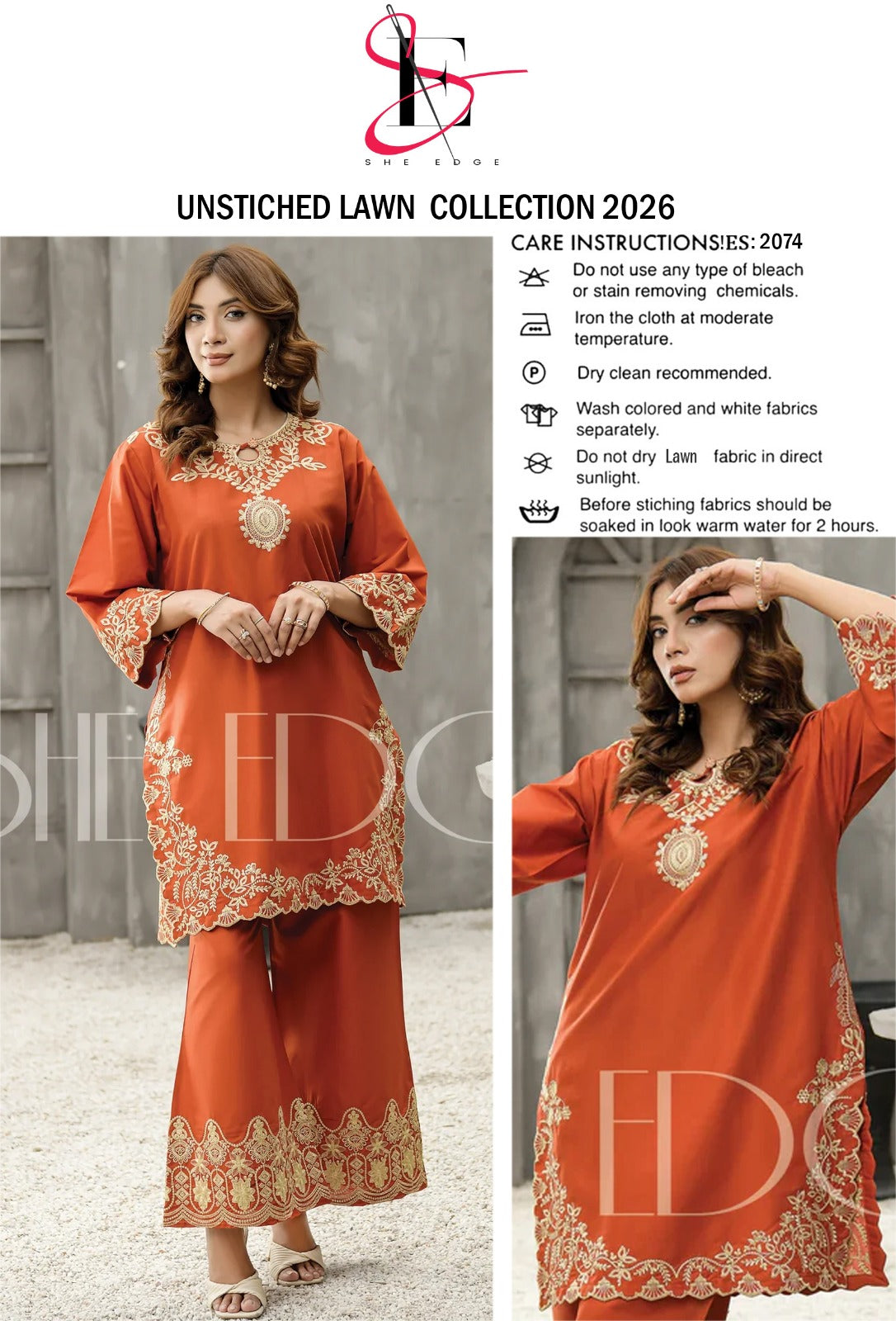 LAWN EMBROIDERED 2PC UNSTITCH S18