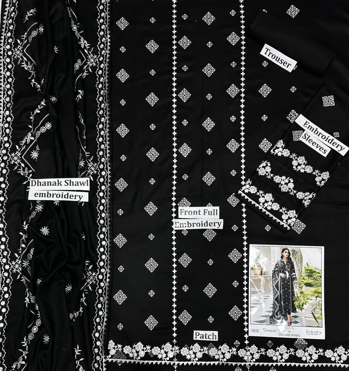Bareeze Winter Dhanak Collection – Front & Sleeves Heavy Embroidered 3 Piece Suit