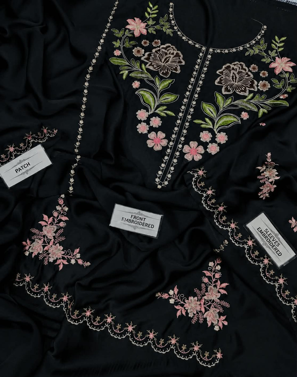 Elegance Redefined – Embroidered Pure Shamoze Silk 2 Piece Suit