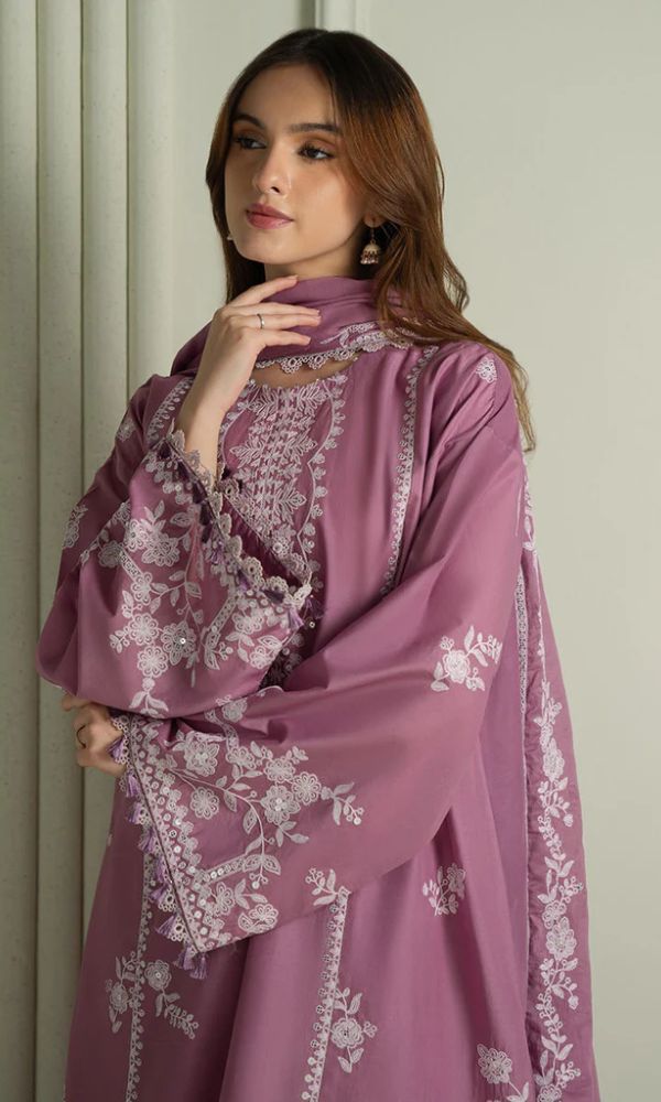 Cross Stitch Embroidered 3 Piece Suit with Dhanak Shawl