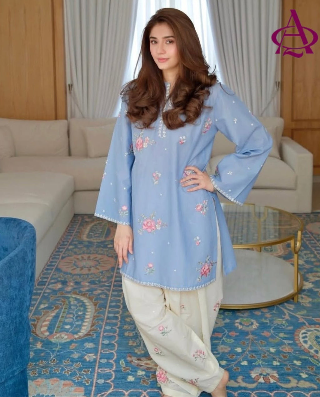 Laam Dhanak Winter Collection 2026 – Front & Sleeves Heavy Embroidered 2 Piece Suit