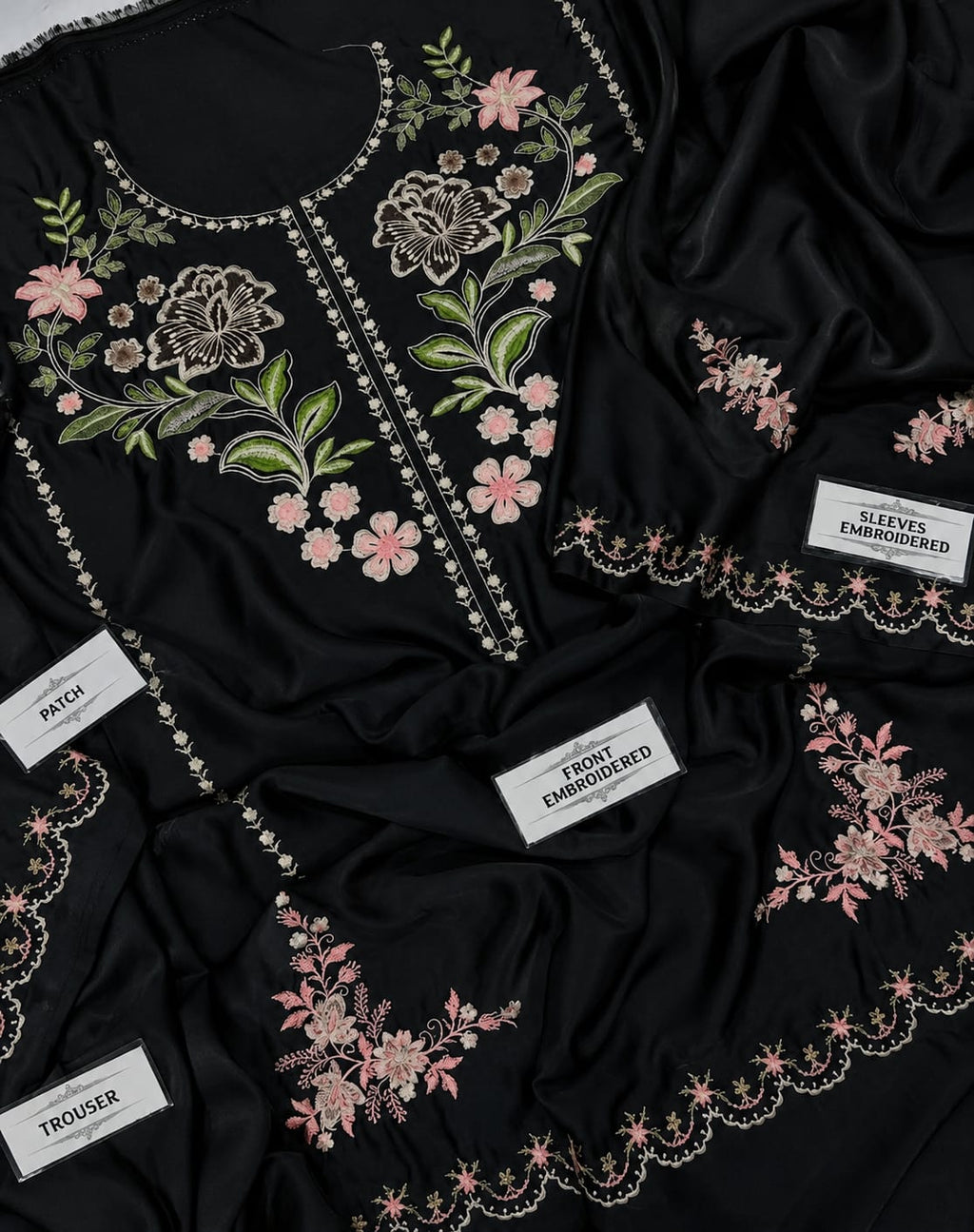 Elegance Redefined – Embroidered Pure Shamoze Silk 2 Piece Suit