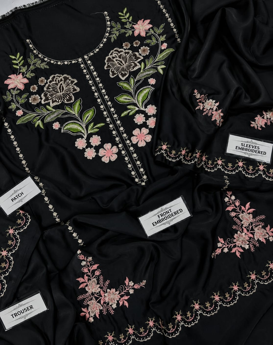 Elegance Redefined – Embroidered Pure Shamoze Silk 2 Piece Suit